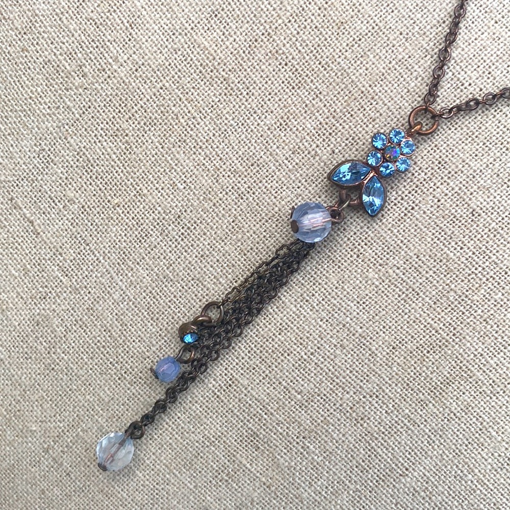 Blue flower necklace dangle